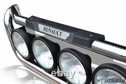 Grill Bar + Step Pad + Side LED For Renault Premium Stainless Steel Chrome Lamps