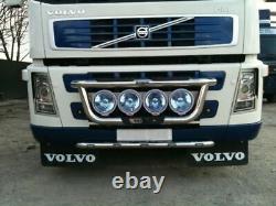 Grill Bar + Step Pads For Volvo FM Series 2&3 Stainless Steel Front Chrome Lamps