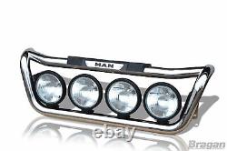 Grill Bar + Step Pads + Side LEDs For Man TGA Stainless Steel Front Chrome Lamps