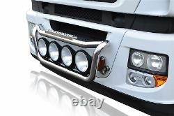 Grill Bar + Step Pads + Side LEDs For Man TGA Stainless Steel Front Chrome Lamps