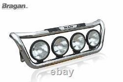 Grill Light Bar D + Step Pads + Side LEDs To Fit Man TGX Stainless Steel Chrome