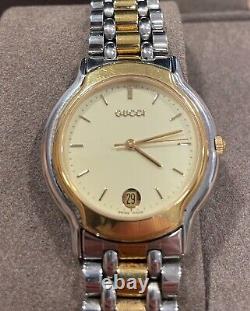 Gucci Mens 8000.2m Mens Watch Quartz Chrome & Gold Stainless Steel Circa 90's