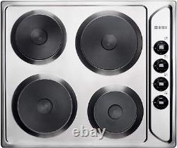 HADEN Built-in Solid 4 Plate Hob Electric 60cm Wide Stainless Steel Chrome