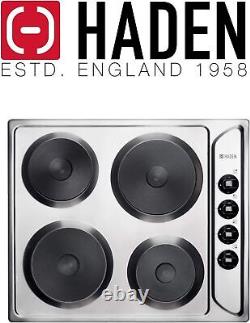 HADEN Built-in Solid 4 Plate Hob Electric 60cm Wide Stainless Steel Chrome