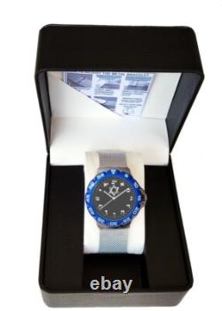Hebrew Numbers Sport Watch-Brushed Chrome-Black Dial-Stainless Steel Mesh Band