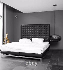 Highback Leather Bed On Polished Stainless Steel Frame Quality for `S Life