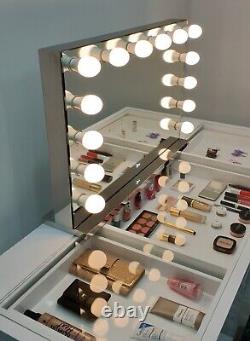 Hollywood Mirror CHROME Huge XLARGE HD Pro Grade Mirror 3 Colour BIG LED Bulbs