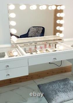 Hollywood Mirror CHROME Huge XLARGE HD Pro Grade Mirror 3 Colour BIG LED Bulbs