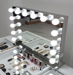 Hollywood Mirror CHROME Huge XLARGE HD Pro Grade Mirror 3 Colour BIG LED Bulbs