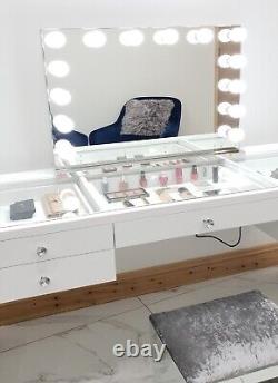 Hollywood Mirror CHROME Huge XLARGE HD Pro Grade Mirror 3 Colour BIG LED Bulbs