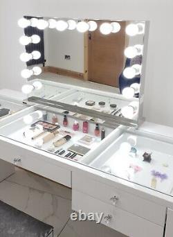 Hollywood Mirror CHROME Huge XLARGE HD Pro Grade Mirror 3 Colour BIG LED Bulbs