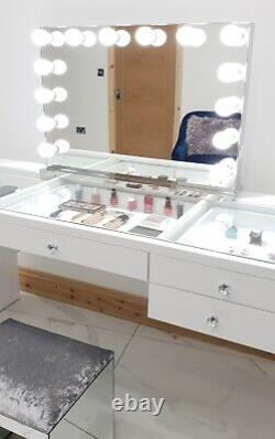 Hollywood Mirror CHROME Huge XLARGE HD Pro Grade Mirror 3 Colour BIG LED Bulbs