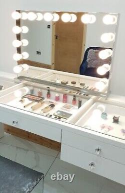 Hollywood Mirror CHROME Huge XLARGE HD Pro Grade Mirror 3 Colour BIG LED Bulbs