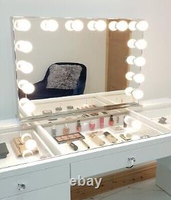 Hollywood Mirror CHROME Huge XLARGE HD Pro Grade Mirror 3 Colour BIG LED Bulbs