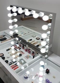 Hollywood Mirror CHROME Huge XLARGE HD Pro Grade Mirror 3 Colour BIG LED Bulbs