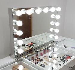 Hollywood Mirror CHROME Huge XLARGE HD Pro Grade Mirror 3 Colour BIG LED Bulbs