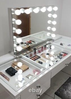 Hollywood Mirror CHROME Huge XLARGE HD Pro Grade Mirror 3 Colour BIG LED Bulbs