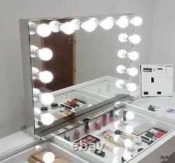 Hollywood Mirror CHROME Huge XLARGE HD Pro Grade Mirror 3 Colour BIG LED Bulbs