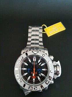 Huge 17oz 70mm Invicta Sea Hunter Black Dial Chrome Polished Stainless Watch