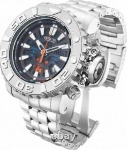 Huge 17oz 70mm Invicta Sea Hunter Black Dial Chrome Polished Stainless Watch