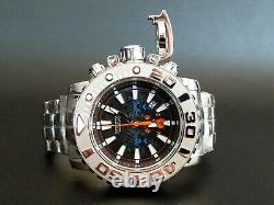 Huge 17oz 70mm Invicta Sea Hunter Black Dial Chrome Polished Stainless Watch