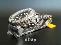Huge 17oz 70mm Invicta Sea Hunter Black Dial Chrome Polished Stainless Watch