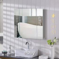 Illuminated Bathroom Mirror Cabinet LED with Shaver Socket Demister IR Sensor