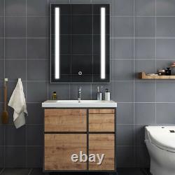 LED Bathroom Mirror Cabinet Demister Sensor With Shaver Socket Wall Mounted UK
