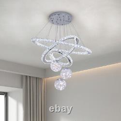 LED Crystal Chandelier Ceiling Light Round Pendant Lamp Dining Room Living Room