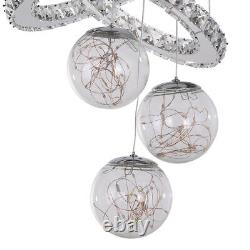 LED Crystal Chandelier Ceiling Light Round Pendant Lamp Dining Room Living Room