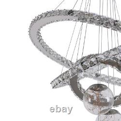 LED Crystal Chandelier Ceiling Light Round Pendant Lamp Dining Room Living Room