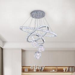 LED Crystal Chandelier Ceiling Light Round Pendant Lamp Dining Room Living Room