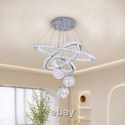 LED Crystal Chandelier Ceiling Light Round Pendant Lamp Dining Room Living Room