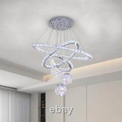 LED Crystal Chandelier Ceiling Light Round Pendant Lamp Dining Room Living Room