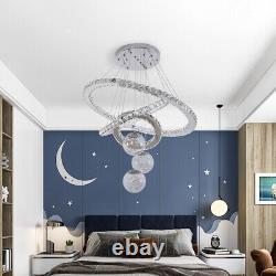LED Crystal Chandelier Ceiling Light Round Pendant Lamp Dining Room Living Room