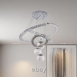 LED Crystal Chandelier Ceiling Light Round Pendant Lamp Dining Room Living Room