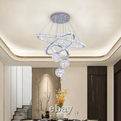 LED Crystal Chandelier Ceiling Light Round Pendant Lamp Dining Room Living Room