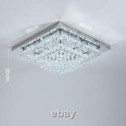 LED Crystal Chandelier Square/Round Ceiling Light Flush Mount Pendant Wall Lamp