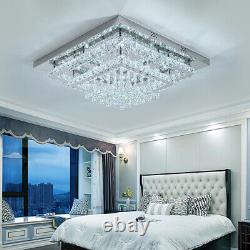 LED Crystal Chandelier Square/Round Ceiling Light Flush Mount Pendant Wall Lamp