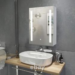 LED Mirror Cabinet Wall Mounted Storage Bathroom Cupboard Demister Sensor Switch