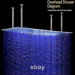 LED shower, 400800mm rectangular stainless steel big rain ceiling shower head