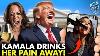 Leak First Behind The Scenes Photos Of Kamala After Getting Destroyed By Trump Guzzling Wine