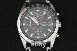 Lorus Mens Chronograph Watch Vd57-x015 Black And Chrome Dial A Designer Classic