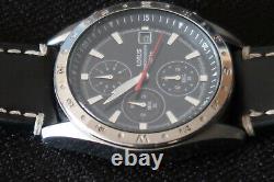 Lorus Mens Chronograph Watch Vd57-x015 Black And Chrome Dial A Designer Classic