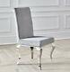 Louis French Dining Chairs Grey Velvet Chrome Leg Kitchen Home Furniture Chic Uk