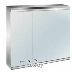 Luxury 2 Door Stainless Steel Bathroom Mirror Cabinet
