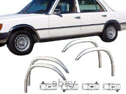 MERCEDES S W116 Chrome wheel arch trims 4 pcs Wing & Quater styling set'72-80