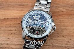 Mens Automatic Mechanical Watch Silver White Dial Stainless Steel 13868