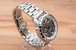 Mens Automatic Mechanical Watch Silver White Dial Stainless Steel 13868