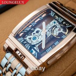 Mens Rose Gold Bridge Manual Mechanical Watch Stainless Steel DIASTERIA 1688B